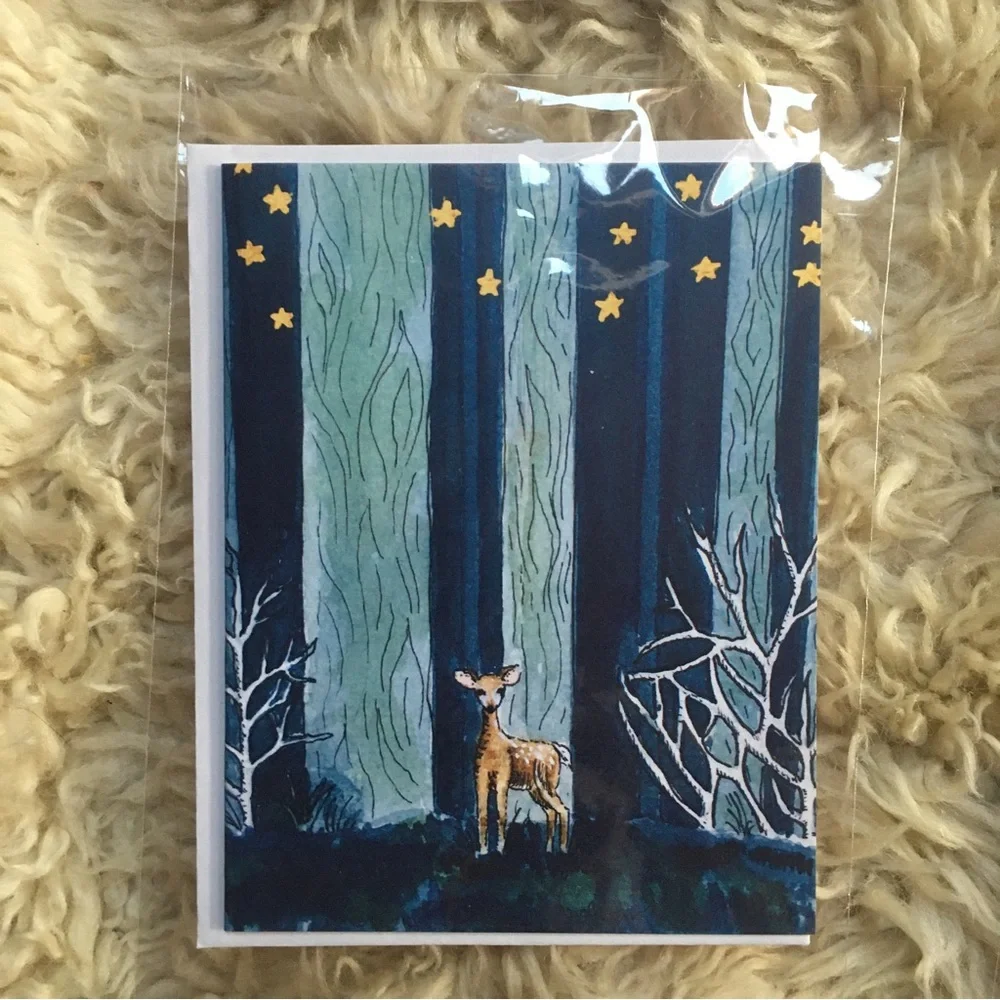 Wildflower Co. Art Greeting Cards Pack of 4 “In the Forest” Collection - Picture 5 of 6